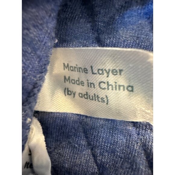 Marine Layer Blue Quilted Hoodie Sweatshirt XL with Kangaroo Pocket Good Con - Picture 6 of 7